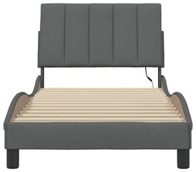 Estrutura de cama sem colchão 90x190 cm tecido cinzento-escuro
