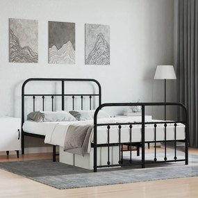vidaXL Estrutura de cama com cabeceira e pés 120x190 cm metal preto