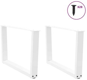 Mesa de jantar pernas 2pcs forma de V 70x(42-43,3)cm aço branco