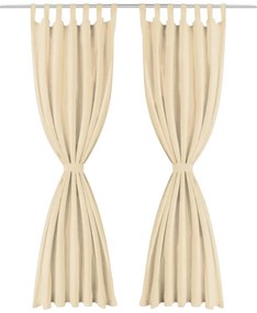 Cortinas de cetim com presilhas 2 pcs 140x225 cm bege