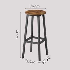 Conjunto de 2 Bancos de bar castanhos-pretos