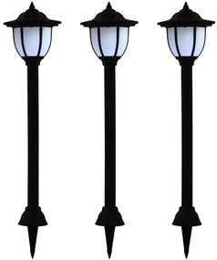 Candeeiro solar LED de exterior 3 pcs preto