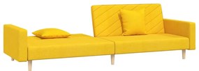 Sofá-cama 2 lugares com duas almofadas tecido amarelo