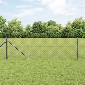 vidaXL Cerca de Cadeia com 7 Postes em Espeto 0.4x10 m Aço Galvanizado