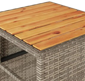 3 pcs conjunto bistrô com almofadões vime PE cinza