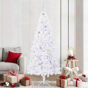 vidaXL Árvore de Natal Artificial com 300 LEDs Branco 210 cm PVC e Aço