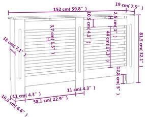 Cobertura de radiador 152x19x81,5 cm MDF branco