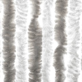 Cortina anti-insetos 100x230cm chenille cinzento-claro e branco