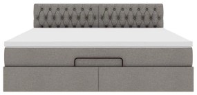 Cama Otomana com colchão &amp; LEDs 180x200cm cinza-acastanhado