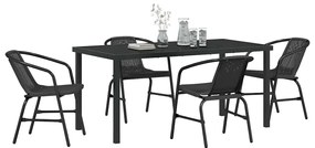 Conjunto de Jantar de Jardim 5 Peças Preto em Rattan Sintético