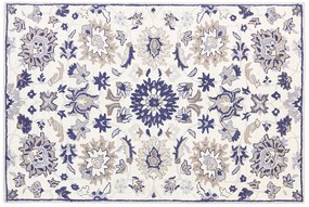 Tapete de lã creme e azul 140 x 200 cm KUMRU Beliani