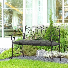 Almofada para Banco de Jardim (NÃO INCLUIDO) Acolchoada 100x40x10 cm  para Interior e Exterior com Cintas de Fixação Cinza Escuro