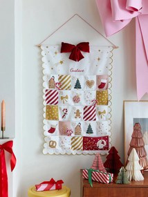 Calendário do advento em tecido FESTON bege-dourado