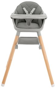 Cadeira refeição bebé 2 em 1 Woody Cinzento 2024