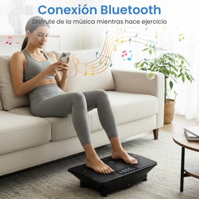 Plataforma vibratória com sensor de gravidade, 10 intensidades ajustáveis, comando à distância Bluetooth, máquina de treino para uso doméstico, Preta