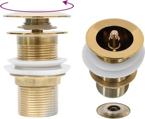 vidaXL Válvula escoam. s/ função antitransbordo 6,4x6,4x9,1 cm dourado