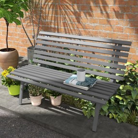 Banco de jardim para exterior com 2 lugares 123 x 67 x 79 cm, encosto com ripas, em alumínio, cinzento