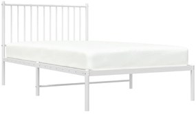 Estrutura de cama com cabeceira 100x190 cm metal branco