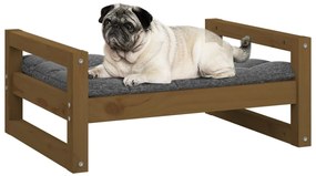 Cama p/ cães 65,5x50,5x28 cm madeira pinho maciça castanho mel