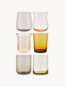 Mouth-Blown Diseguale Tumblers in Various Colours and Shapes, Set of 6