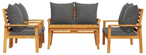 5 pcs conjunto lounge de jardim c/ almofadões acácia maciça