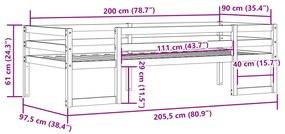 Estrutura de cama infantil 90x200 cm pinho maciço castanho-mel