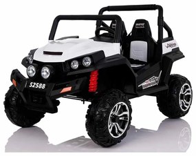 Carro elétrico para crianças Buggy RSX - 2,4 GHz, 24V, 4x4, 2 Lugares em pele, rodas em Borracha, rádio FM, Bluetooth Branco