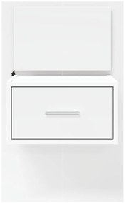 Mesas de cabeceira de parede com luzes LED 2 pcs branco