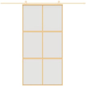 Porta deslizante 102,5x205 cm vidro ESG fosco/alumínio dourado