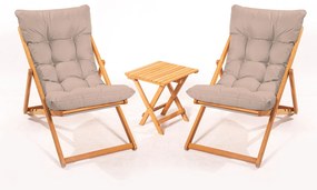 Conjunto de Mesa e Cadeiras de Jardim My005 – Castanho Natural – 40x40