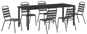 Conjunto de Jantar de Jardim com 7 Peças de Aço Cinza Escuro