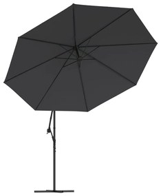 Guarda-sol de jardim cantilever c/ poste alumínio 350 cm preto
