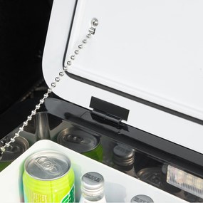 Outsunny Geleira Elétrica de Compressor 25L Portátil até -20℃ com Luz LED e Alças Dobráveis Geleira de Carro 12V/24V e 240V para Casa Campismo Viagem 58,5x33,5x35,2cm Branco