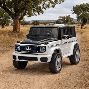 Carro elétrico para crianças Mercedes-Benz EQG 12V, partes da carroçaria iluminadas com LED, controlo remoto de 2,4 GHz, entrada USB/AUX, bateria de l