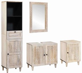 vidaXL Conjunto de Móveis para Banheiro com gaveta 4 pcs Branco