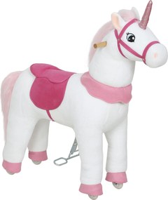 AIYAPLAY Cavalo de Montar para Crianças, Design Unicórnio, Revestimento em Tecido, Estrutura Estável, Rodas Suaves, Cavalo de Balanço, 3-5 anos, Branco | Aosom Portugal