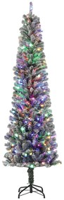HOMCOM Árvore de Natal 225 cm Árvore de Natal Artificial com 220 Luzes LED de Duas Cores 519 Ramos e Suporte de Aço Verde