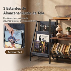 Estante para discos de Vinil, 82 x 30 x 75 cm, Capacidade para Mais de 400 Discos, Castanho