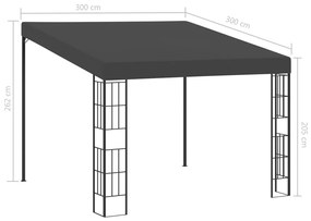 Gazebo de montagem na parede 3x3 m tecido antracite