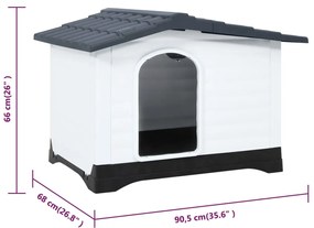 Casota para cães 90,5x68x66 cm polipropileno cinzento
