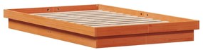 Estrutura de cama c/ LEDs 120x190 cm pinho maciço castanho mel
