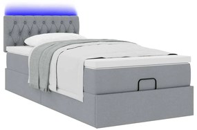 Estrutura cama otomana colchão 90x190 cm tecido cinzento claro
