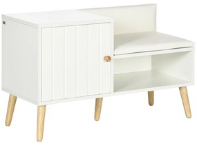 Banco Sapateiro com Compartimento Aberto e Almofada Acolchoada para 4 Pares de Sapatos para Entrada Corredor 80x33x49cm Branco
