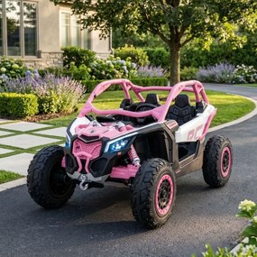 Buggy Carro elétrico para Crianças 24V, 2x320W Buggy Maverick Turbo RR STRONG, Rodas ar bombeado Rosa