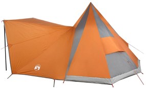 Tenda Familiar Tipi Cinza e Laranja Impermeável para 12 Pessoas