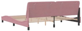 Estrutura de cama c/ cabeceira 200x200 cm veludo rosa