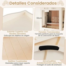 Estante com base giratória giratória 360° com 4 níveis em Plástico dobrável 36,5 x 36 x 141,5 cm com prateleiras Branca