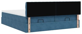 Estrutura cama otomana colchões 180x200 cm veludo azul escuro
