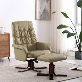 vidaXL Cadeira reclinável com apoio de pés couro artificial cappuccino