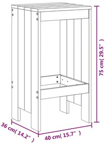 Bancos de bar 2 pcs 40x36x75 cm madeira de pinho maciça preto